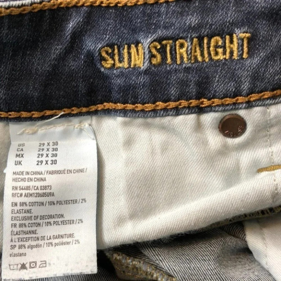 AMERICAN EAGLE Mens Slim Straight Jeans Blue Mid Wash Extreme Flex Size 29x30 - Picture 5 of 7